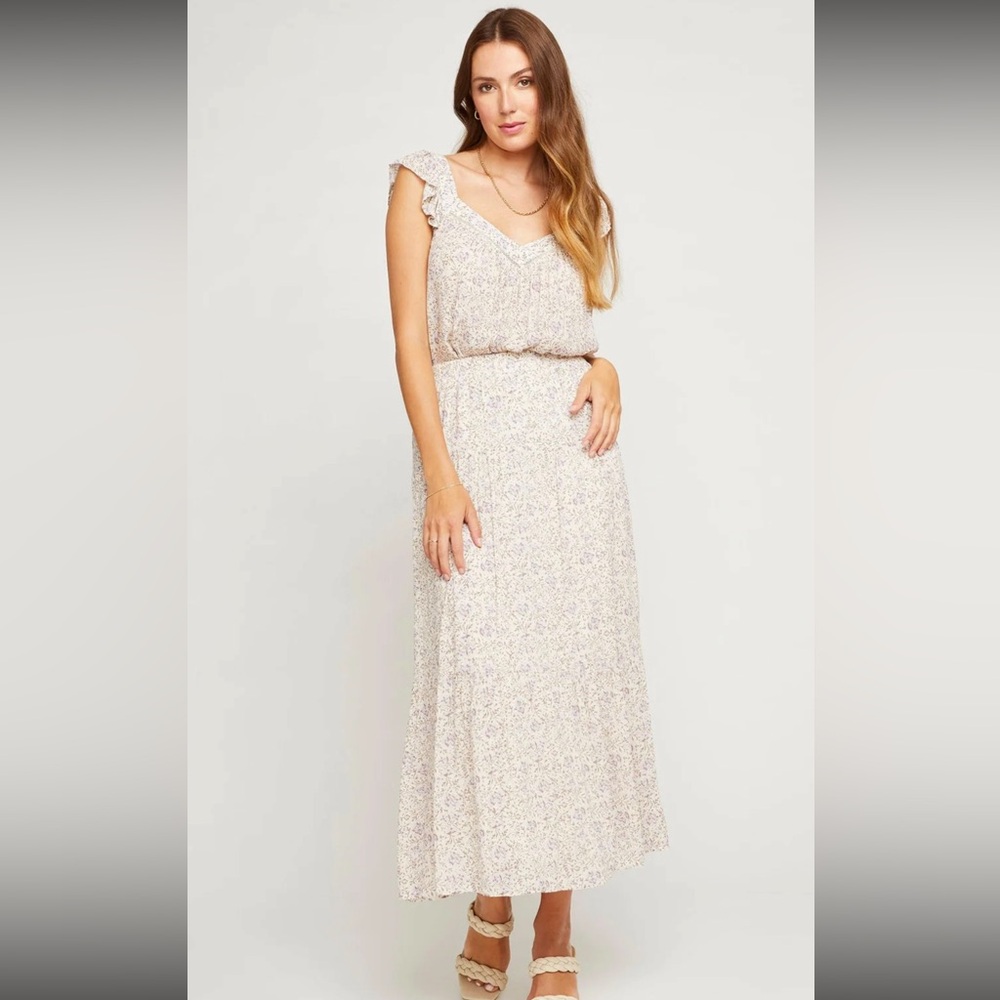 Gentle Fawn teigan midi maxi skirt in delicate lilac floral Floral Cream purple